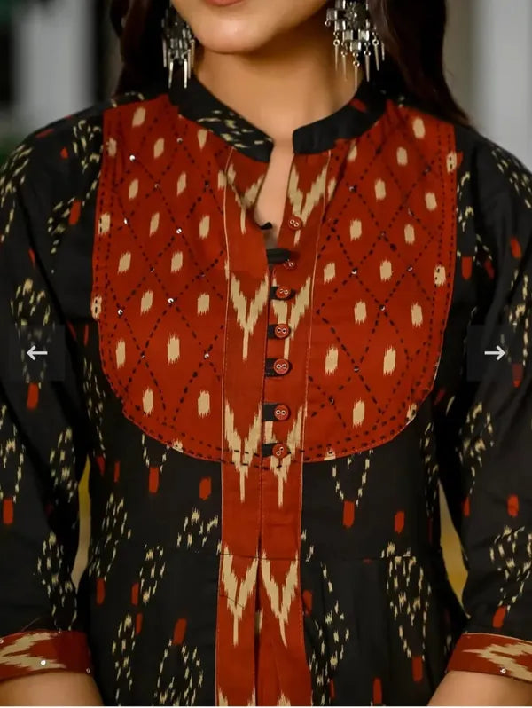 Anarkali Kurti With Bottom And Dupatta, Hevy Hand Work On Yog.