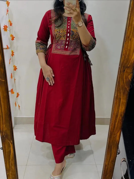 Designer Heavy Kurti Palazzo Set in Premium Cotton Fabric🥳