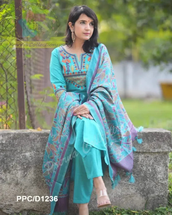 Elegant_Blue_Cotton_Embroidered_Kurta_Set_with_Khaddar_Silk_Dupatta