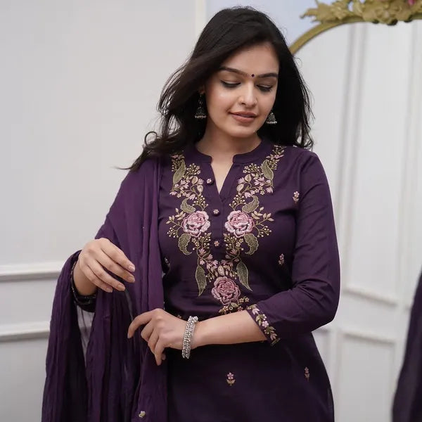 Havy_Embroidery_Kurti_Woth_Pant_And_dupatta_Set