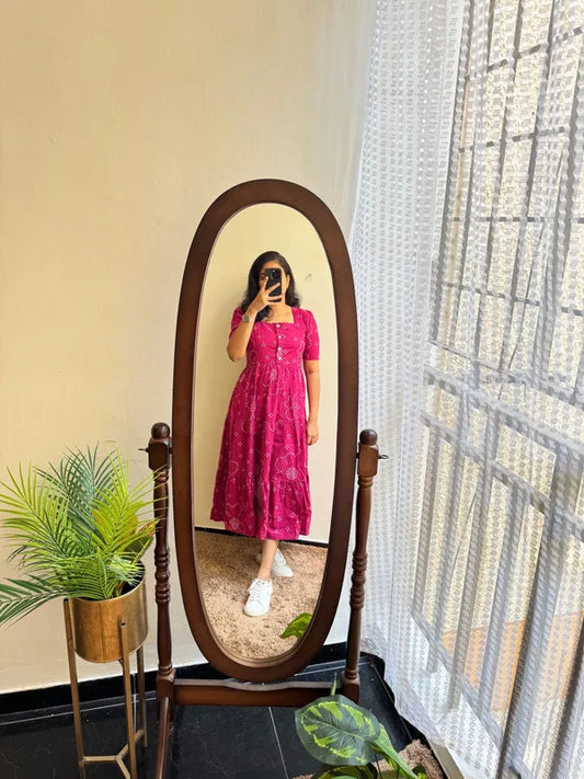 Premium_Cotton_Flair_Cut_One_Piece_Aline_Dress_Beautiful_Print❤️‍🔥