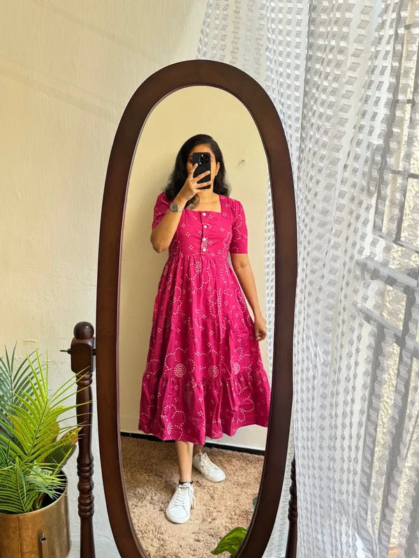 Premium_Cotton_Flair_Cut_One_Piece_Aline_Dress_Beautiful_Print❤️‍🔥