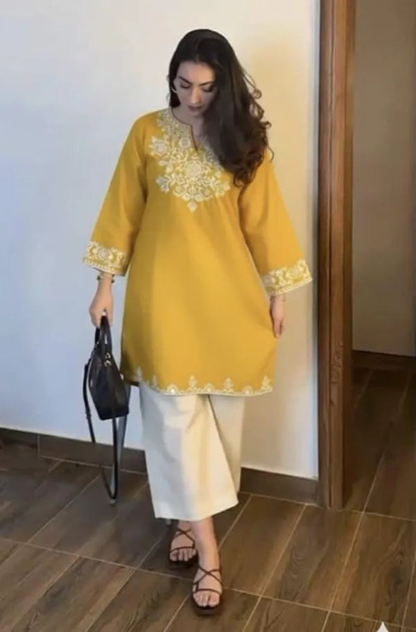 Stylish Havy Embroidery Kurti With Pant Set