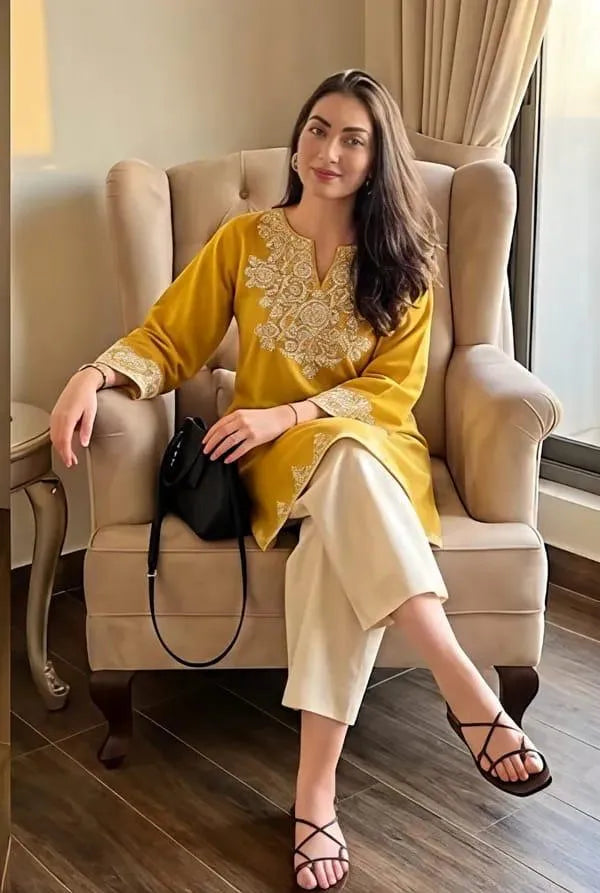 Stylish Havy Embroidery Kurti With Pant Set
