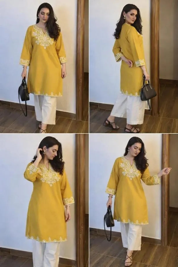 Stylish Havy Embroidery Kurti With Pant Set