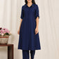 Chanderi Solid A-line Blue Kurta From Aramya 0