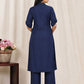 Chanderi Solid A-line Blue Kurta From Aramya 3