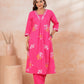 Embroidered Soft Cotton Solid A-line Pink Kurta From Aramya 0