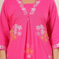 Embroidered Soft Cotton Solid A-line Pink Kurta From Aramya 1