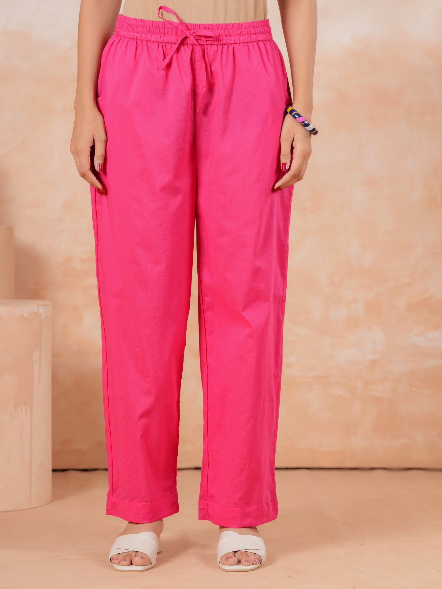 Embroidered Soft Cotton Solid A-line Pink Kurta From Aramya 2