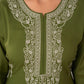 Embroidered Soft cotton Solid Straight Green Kurta From Aramya 1