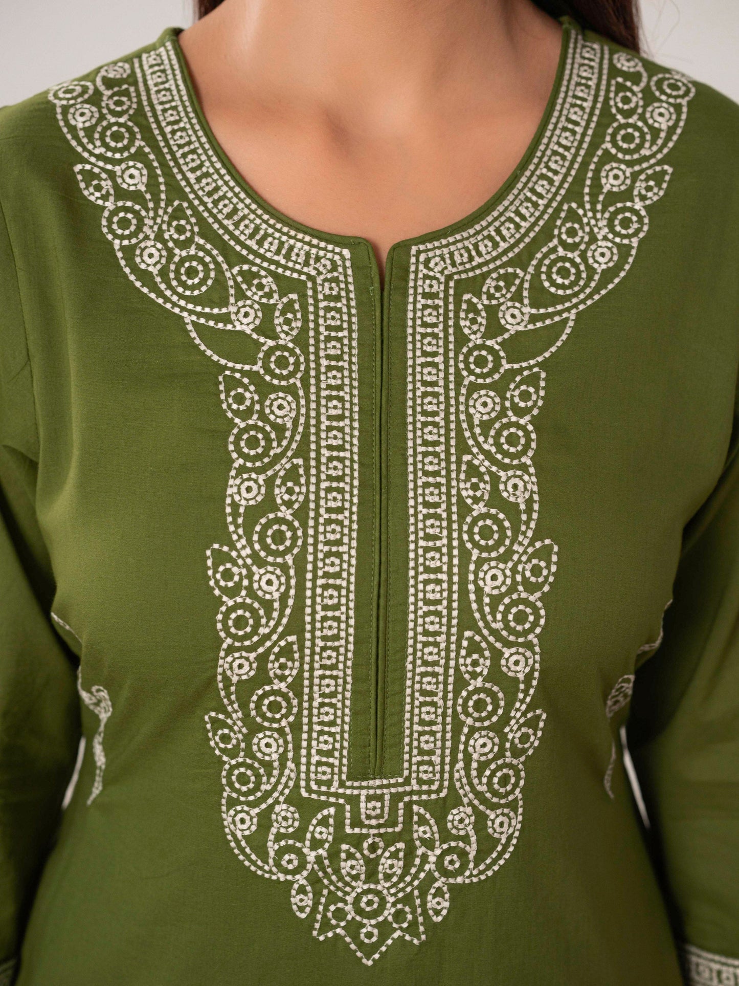 Embroidered Soft cotton Solid Straight Green Kurta From Aramya 1