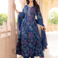 Embroidered Soft Cotton Floral Anarkali Blue Kurta From Aramya 10