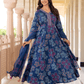 Embroidered Soft Cotton Floral Anarkali Blue Kurta From Aramya 1