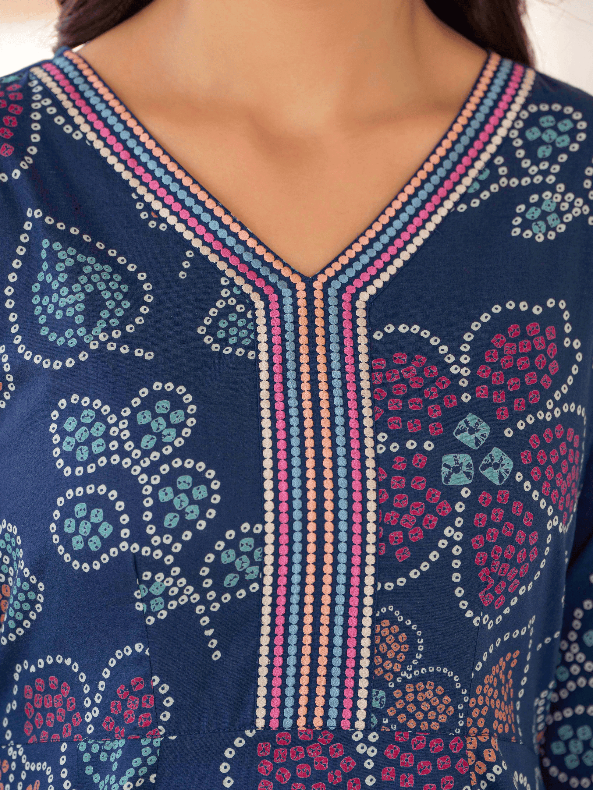 Embroidered Soft Cotton Floral Anarkali Blue Kurta From Aramya 3