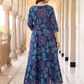 Embroidered Soft Cotton Floral Anarkali Blue Kurta From Aramya 5