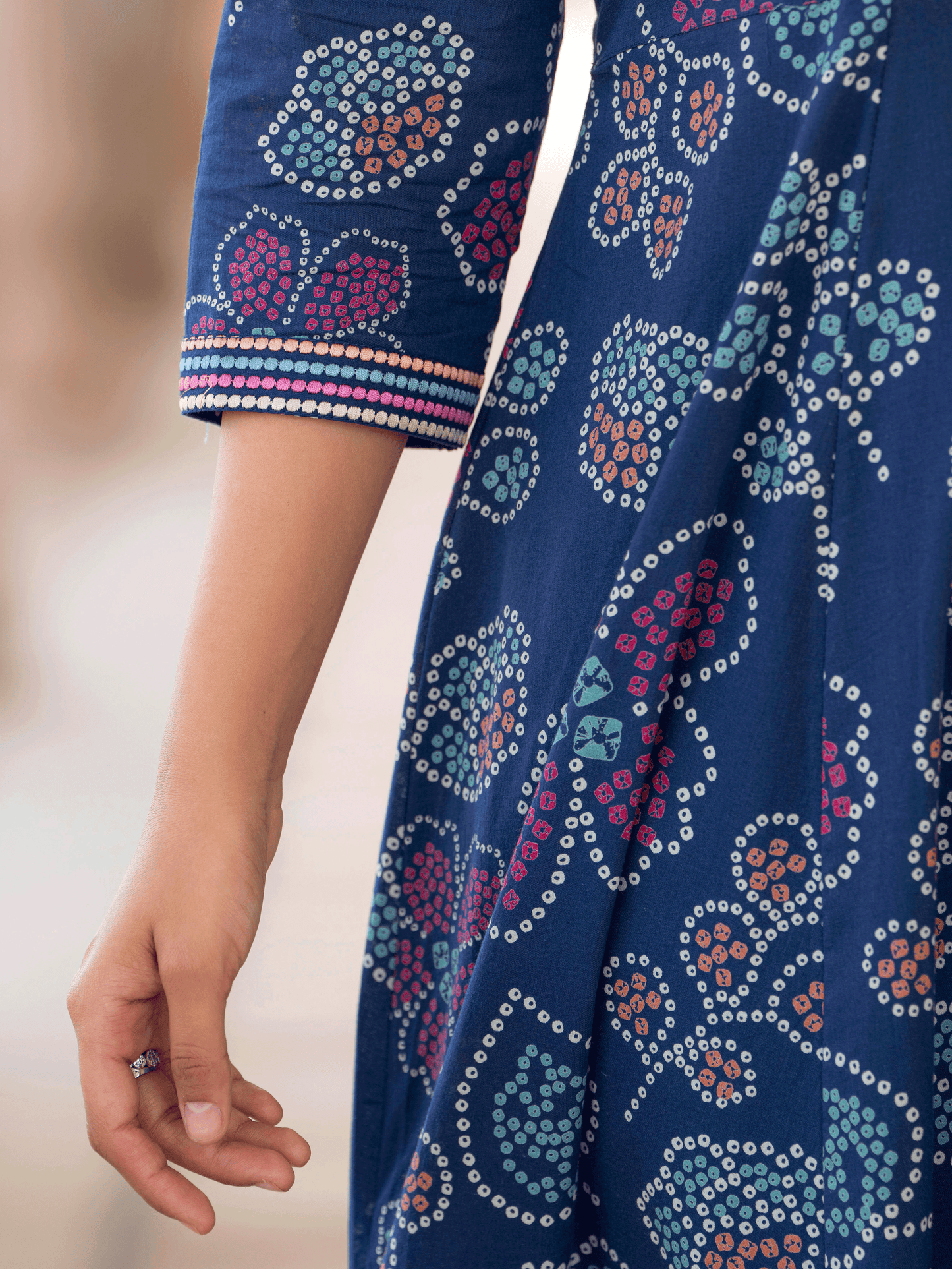 Embroidered Soft Cotton Floral Anarkali Blue Kurta From Aramya 8