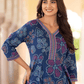 Embroidered Soft Cotton Floral Anarkali Blue Kurta From Aramya 9