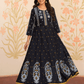 Embroidered Soft Cotton Geometric Anarkali Black Kurta From Aramya 1