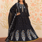 Embroidered Soft Cotton Geometric Anarkali Black Kurta From Aramya 0