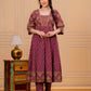 Soft Cotton Floral Flared Maroon Kurta From Aramya 2