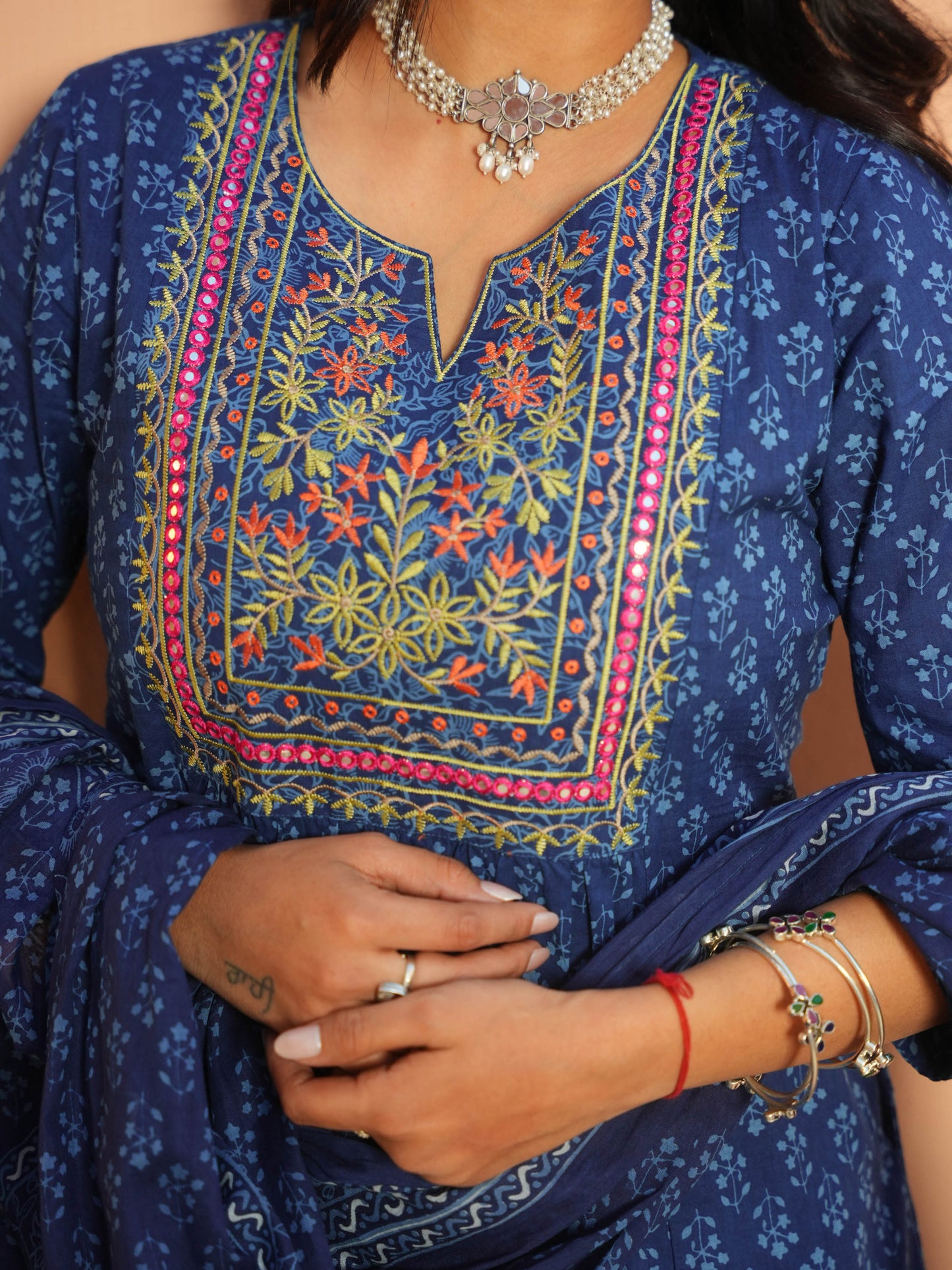 Embroidered Soft Cotton Butti Panelled Blue From Aramya 2