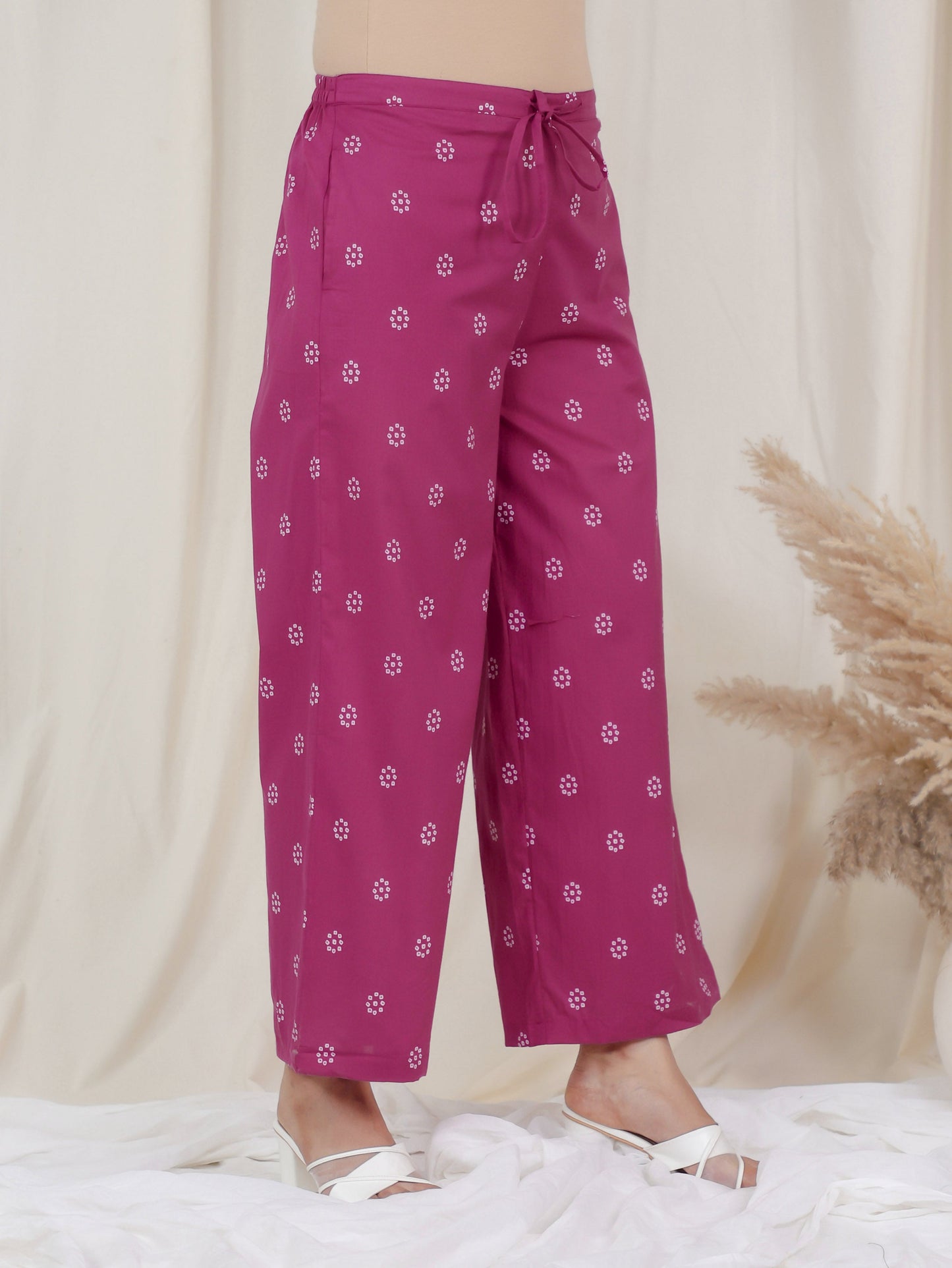 Embroidered Soft Cotton Bandhani Anarkali Pink Kurta From Aramya 9