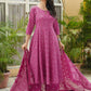 Embroidered Soft Cotton Bandhani Anarkali Pink Kurta From Aramya 0