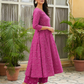 Embroidered Soft Cotton Bandhani Anarkali Pink Kurta From Aramya 7